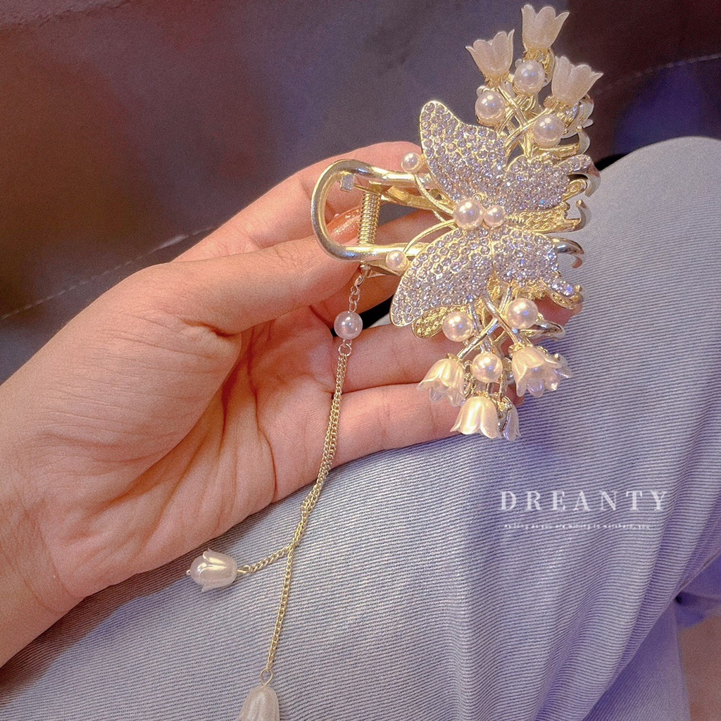 Kẹp Tóc Hình Cá Mập Đính Ngọc Trai Sang Trọng