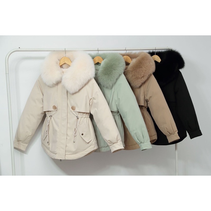 Giao Ngay 🌼Áo Phao Nữ  Parka Nữ Lót Lông  Túi Chéo 2 Cúc Hàng Quảng Châu mới 2021