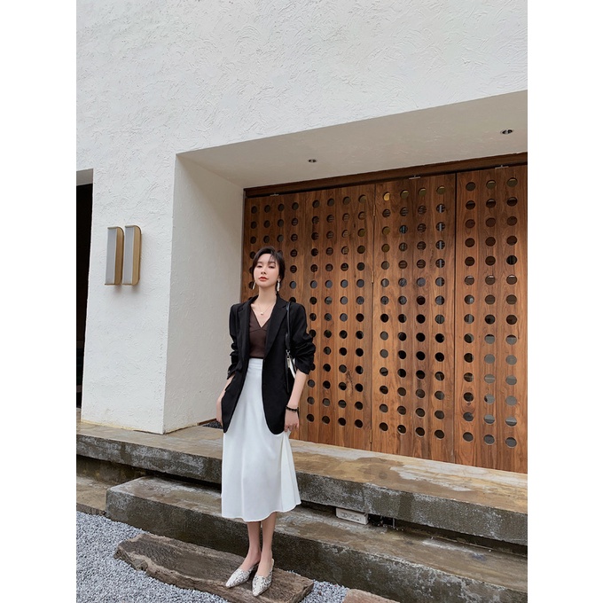 Áo Khoác Blazer Màu Đen Thiết Kế Đơn Giản Thời Trang Mùa Thu Cho Nữ