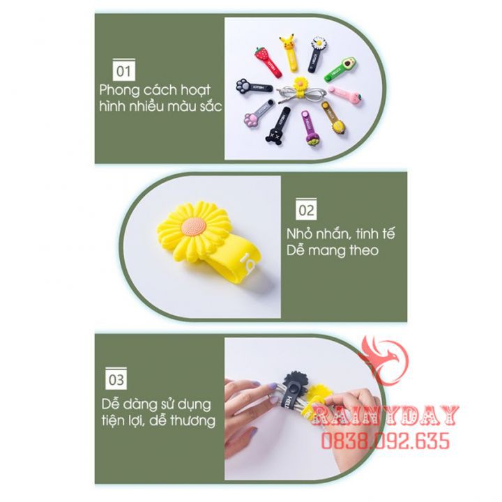 Dây quấn buộc tai nghe kiểu hoạt hình có khóa bấm chất liệu silicon dễ thương | BigBuy360 - bigbuy360.vn