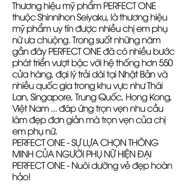 120ml Lotion Perfect One dưỡng trắng da, dưỡng ẩm, giúp da săn chắc.