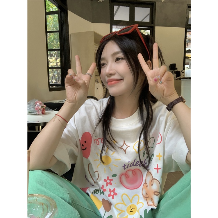 Áo Thun Tay Ngắn Dáng Rộng Hợp Thời Trang Cho Nữ