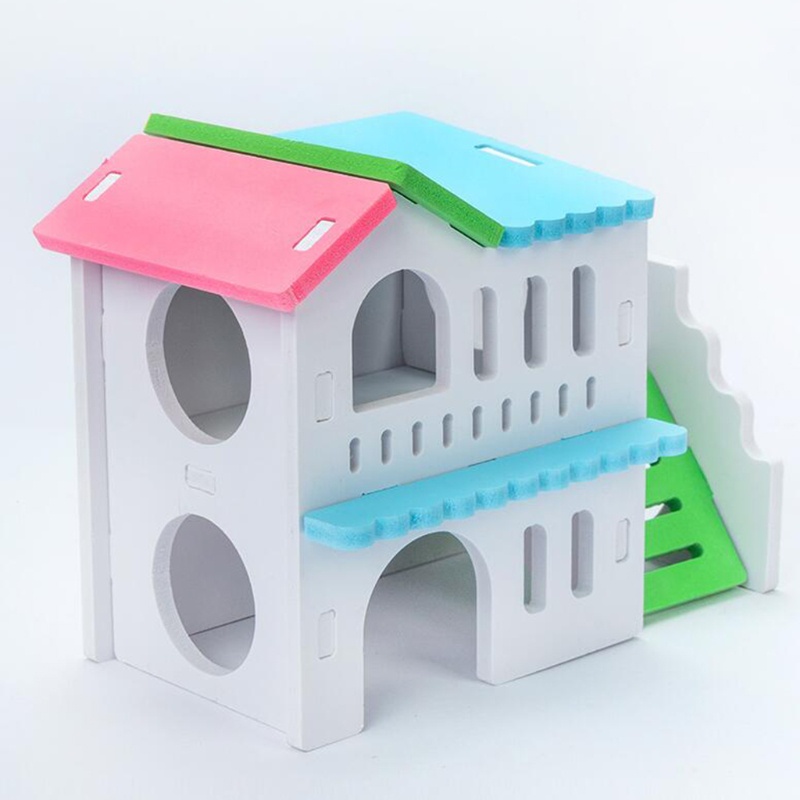 Nhà gỗ 2 tầng nhiều màu sắc dành cho chuột hamster