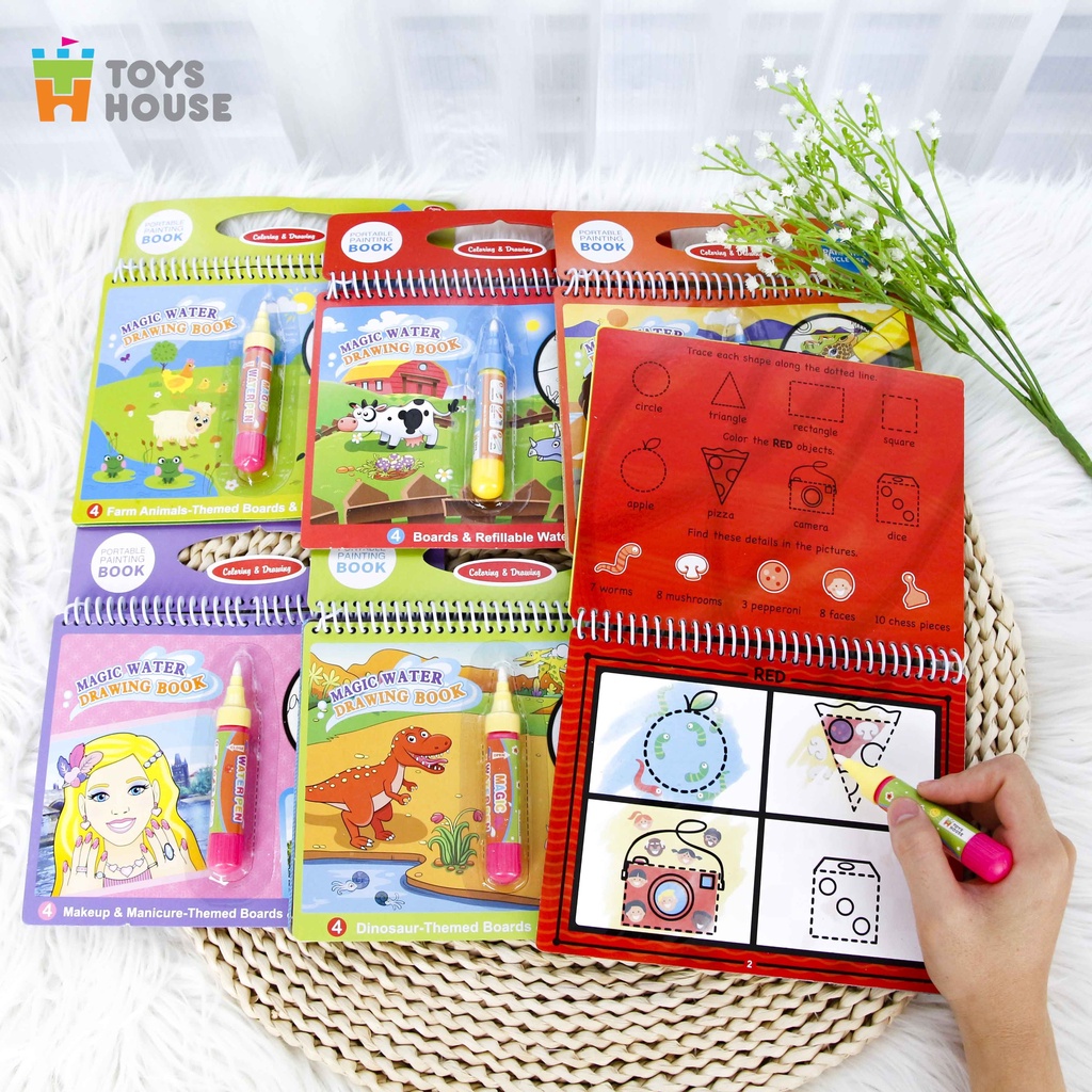 Đồ chơi sách tô màu bút nước thần kỳ ToysHouse size nhỏ dành cho bé từ 3 đến 5 tuổi, đồ chơi giáo dục sớm Montessori