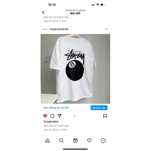 Áo trắng stuss - 8ball