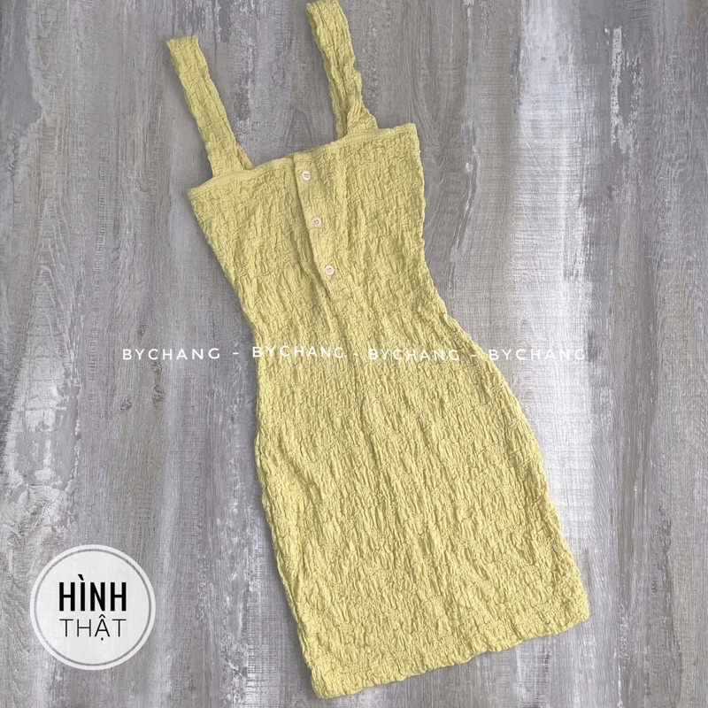 Đầm Xốp Nhăn Dây Bản To Body Ôm Dáng Hot Hit byChang có kèm hình thật | BigBuy360 - bigbuy360.vn