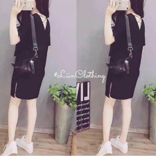 Váy suông đan dây lưng