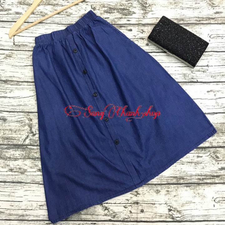 Chân Váy Jean Chữ A Đính Nút Kiểu Xinh Yêu | BigBuy360 - bigbuy360.vn