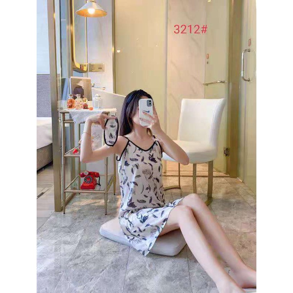 Váy Ngủ Lụa Satin 2 Dây Mềm Mịn Cao Cấp  - Tặng Kèm Bịt Mắt Đồng Bộ JD46B