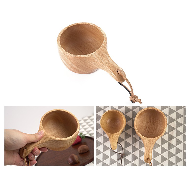 Cốc gỗ Kuksa Bushcraft nguyên khối lên màu tự nhiên