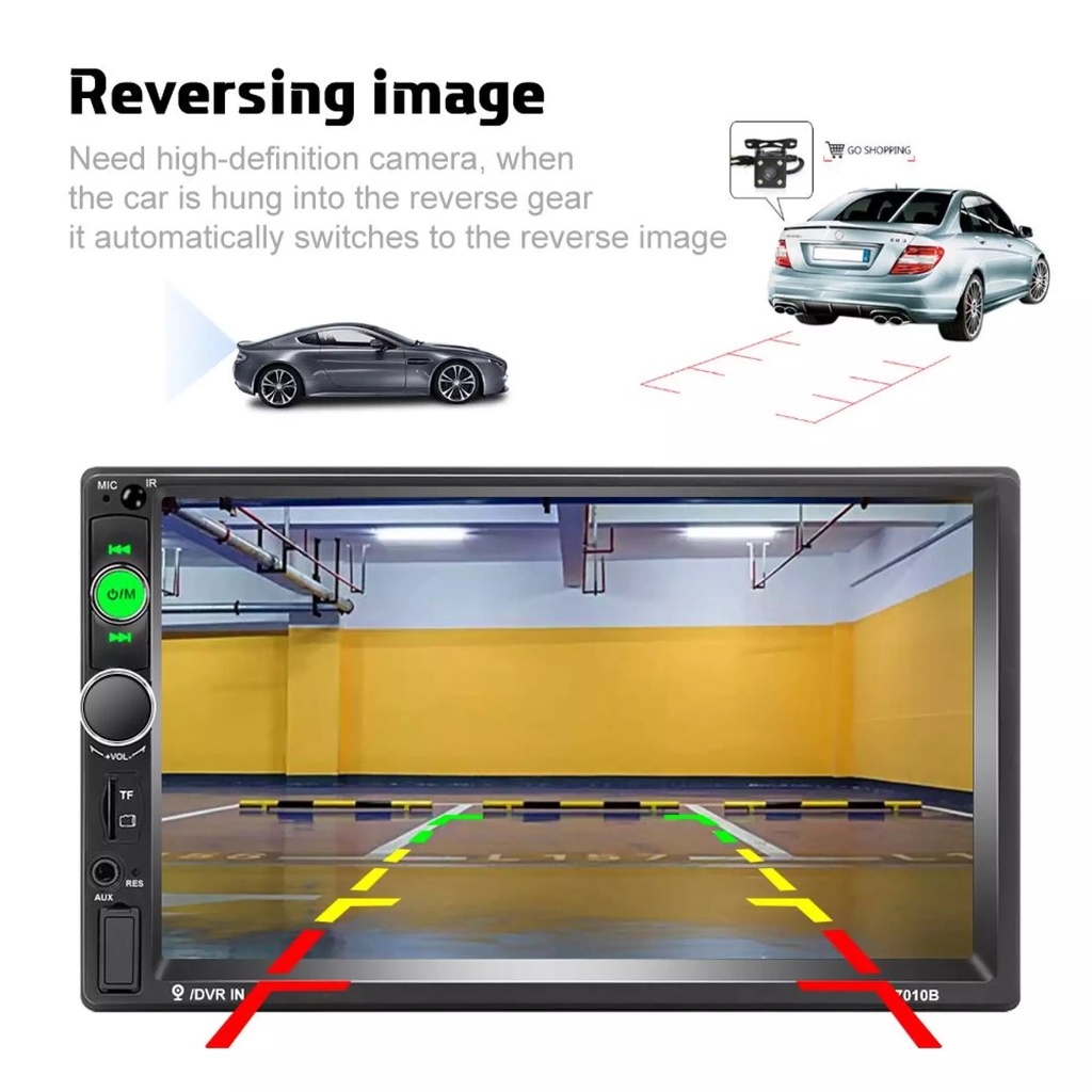 Màn hình ô tô mp5, kích thước 7', màn cảm ứng,nghe nhạc usb,kết nối bluetooth nghe gọi, xem camera lùi,radio