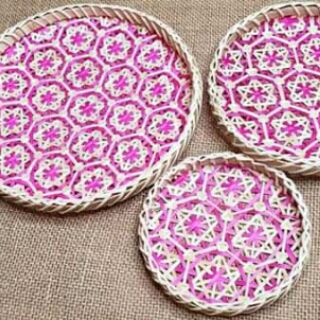 Set 3 mẹt tre hoa văn 15.20.25cm