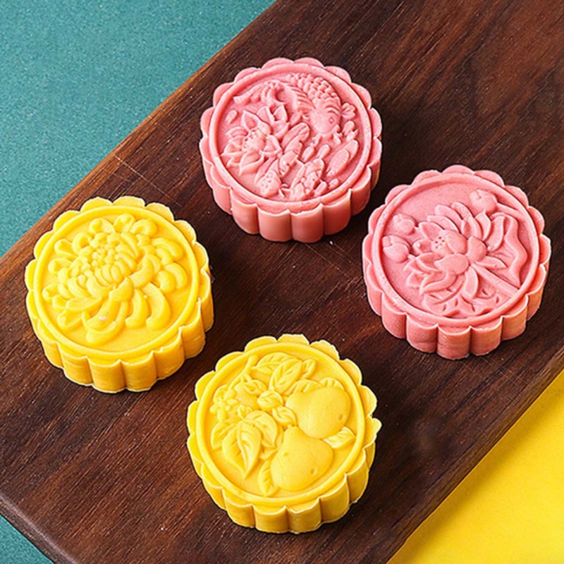 Khuôn Nhựa Làm Bánh Trung Thu Hình Hoa 3d 75g Diy