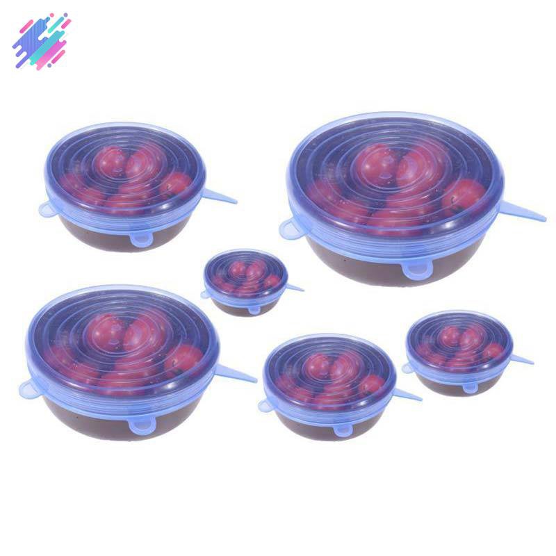 Bộ 6 nắp silicone có thể sử dụng nhiều lần và có thể kéo dãn tiện dụng