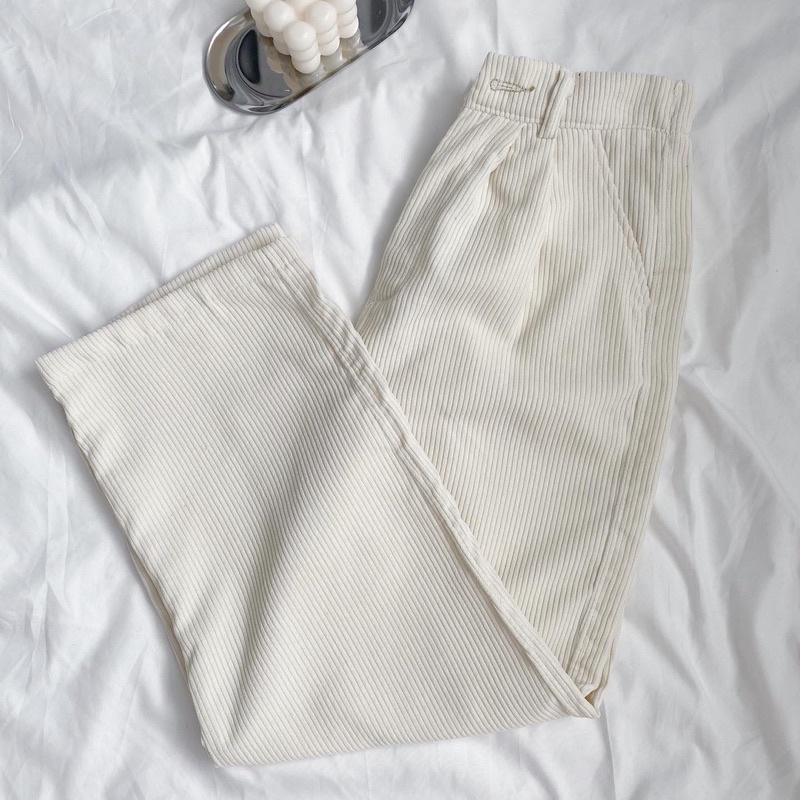 Quần suông nhung gân unisex HOMIES nút gài