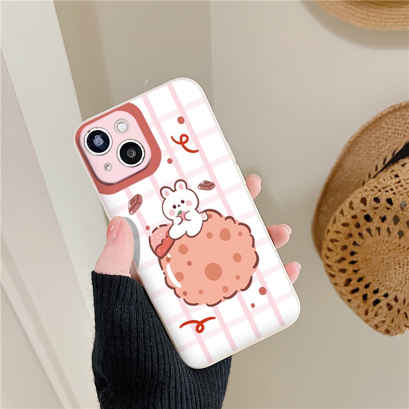 Ốp iphone cạnh vuông bo viền Thỏ trắng ngồi trên sao hỏa cho ip 6/6s/7/7plus/8/8/plus đến 13 pro max-nt002