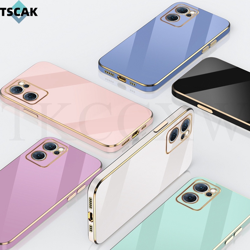 Ốp Điện Thoại Silicon Mềm Màu Trơn Mạ 6D Sang Trọng Cho OPPO Reno 7 Pro Reno7 Z Reno6 Z Reno5 Z Reno4 Z