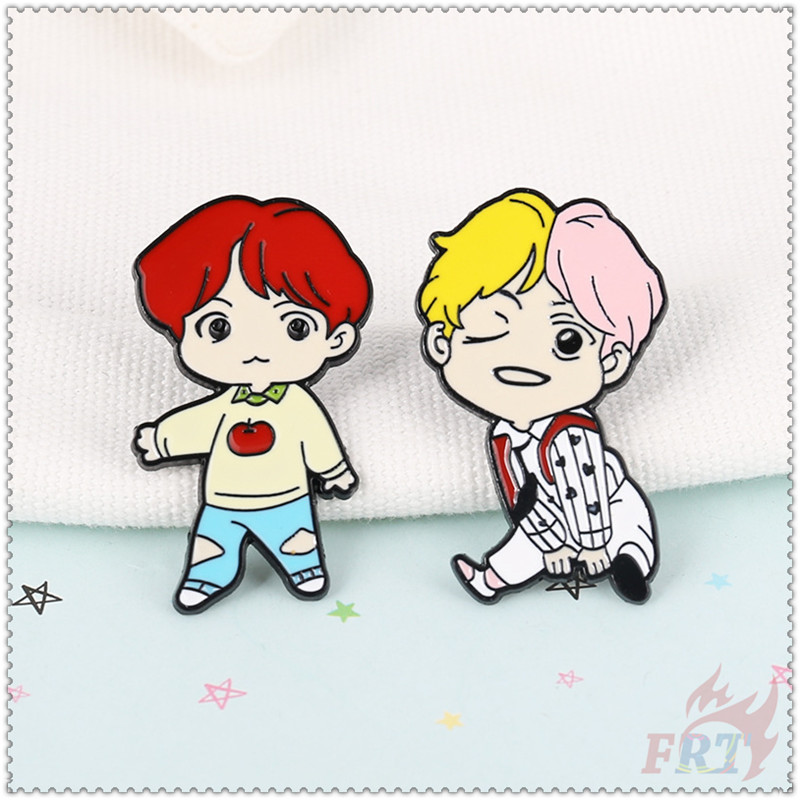 ★ BTS Bangtan Boys Tiny Tan：Virtual Cartoon Characters - KPOP Super Star Brooches ★ 1Pc Fashion Doodle Enamel Pins Backpack Button Badge Brooch