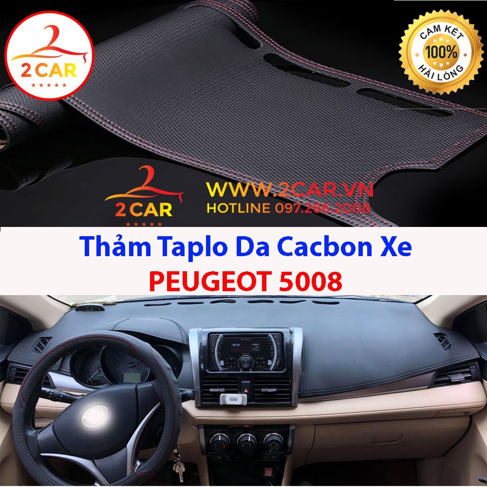 Thảm Taplo Da Cacbon Xe Peugeot 5008, chống nóng tốt, chống trơn trượt, vừa khít theo xe