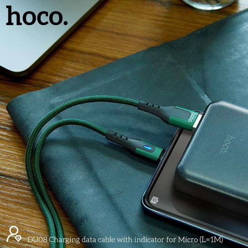 Dây Sạc Android Hoco DU08💎CAO CẤP💎Dây Sạc Nhanh 2.4A Chân Micro USB/Type-C Đèn Led Cho Android, Samsung,... Dài 1M/2M