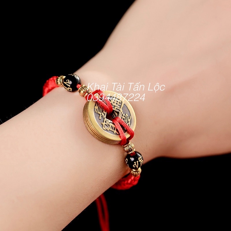 Vòng tay dây đỏ 5 xu ngũ đế may mắn , bình an và tài lộc