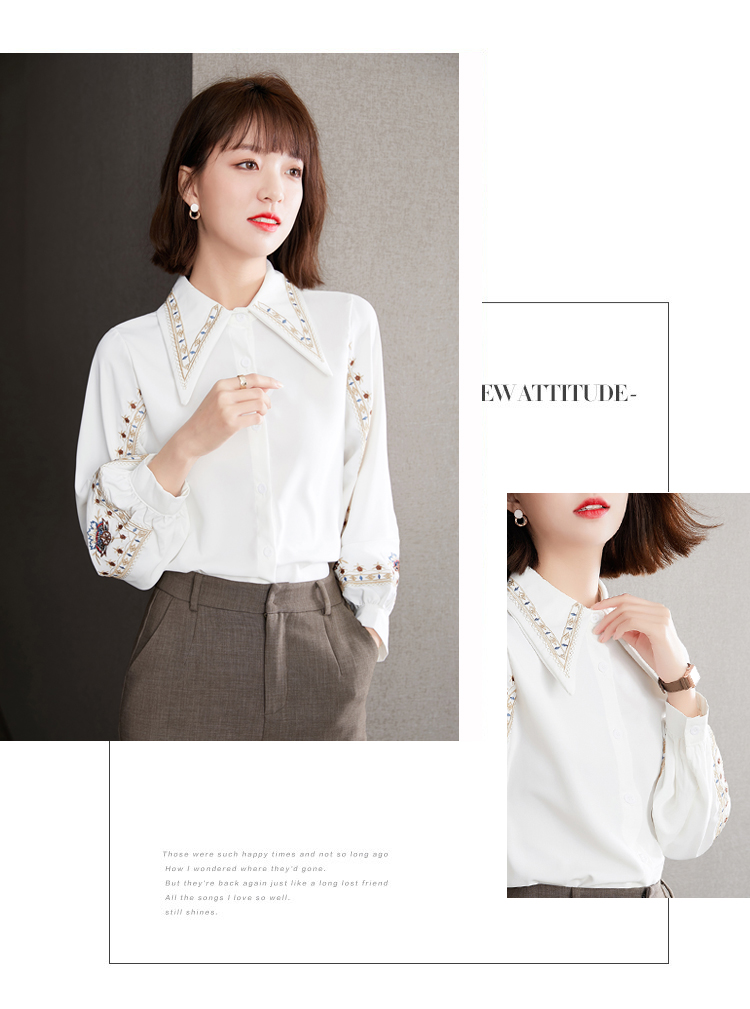 Spring Vintage Hong Kong Style White Shirt Design Small Quantity Chiffon Long Sleeve