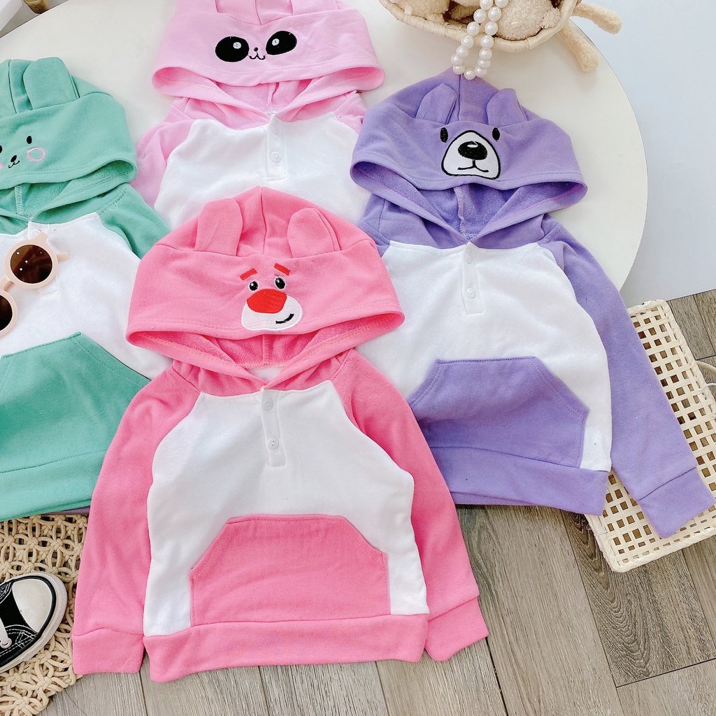 Áo hoodie cho bé gái liền mũ hình thú dễ thương từ 8-18kg