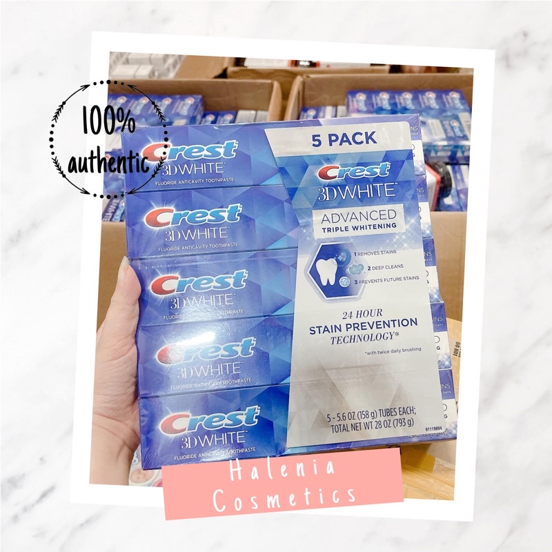 ĐỦ BILL - Kem Đánh Răng Crest 3D White Advanced Tripple Whitening Mỹ - KEM TRẮNG RĂNG 158GR