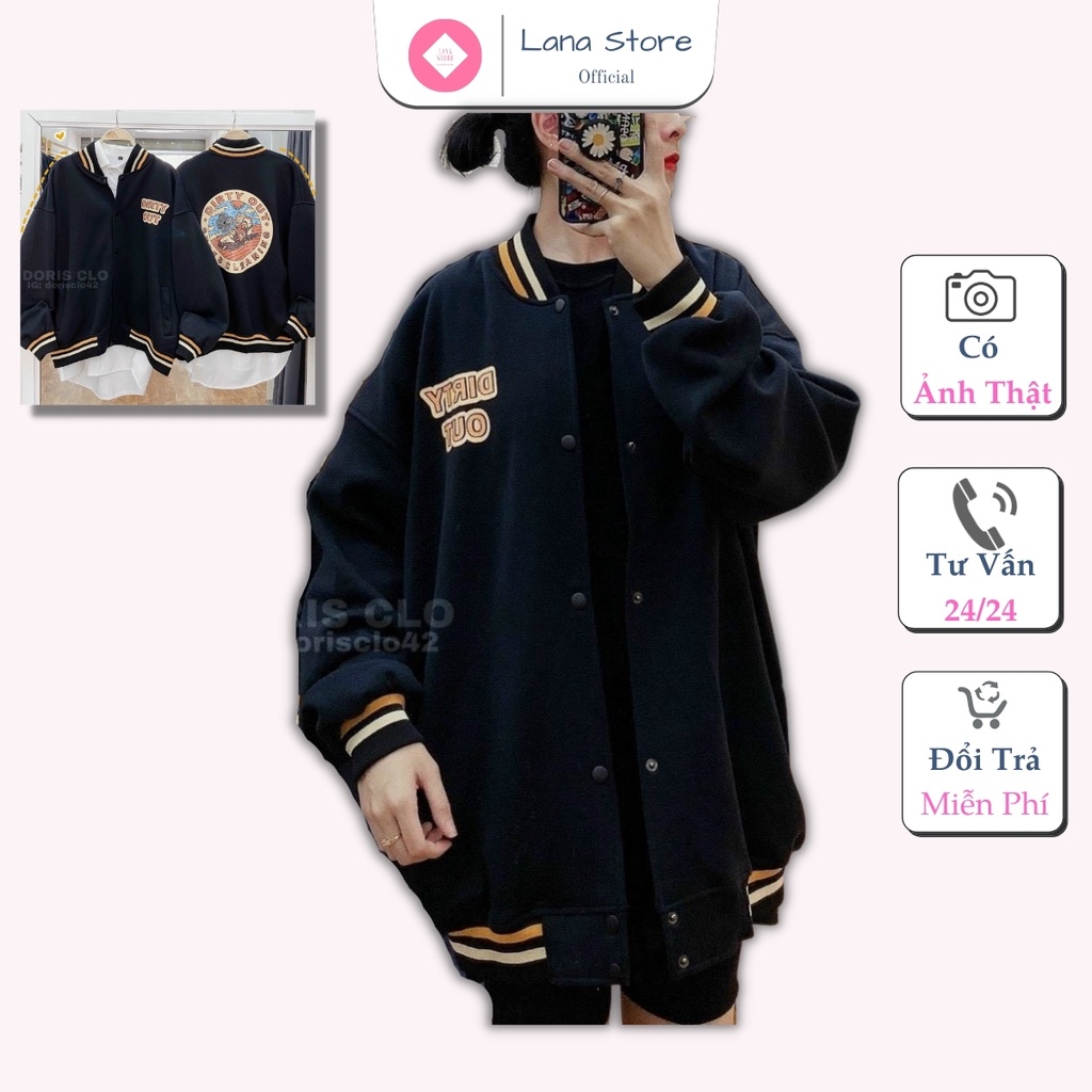 Áo Khoác Bomber Nỉ Bông DIRTY OUT Chất Nỉ Mịn In Đẹp không Phai Form rộng Unisex Nam Nữ Couple