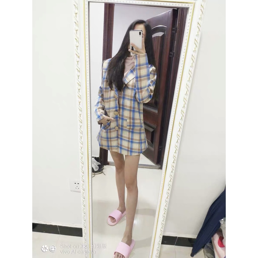 ORDER♥️Áo Khoác Blazer Kẻ Caro(ảnh thật)Fzsize Dưới 55kg