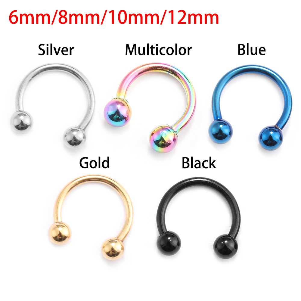 🌱FOREVER🌱 Fashion Gift Nose Septum Ring Party Horseshoe Ear Piercings Lip Nipple Eyebrow Lobe Rings New Stainless Steel 16 Gauge Women Men Body Jewelry Hip Hop