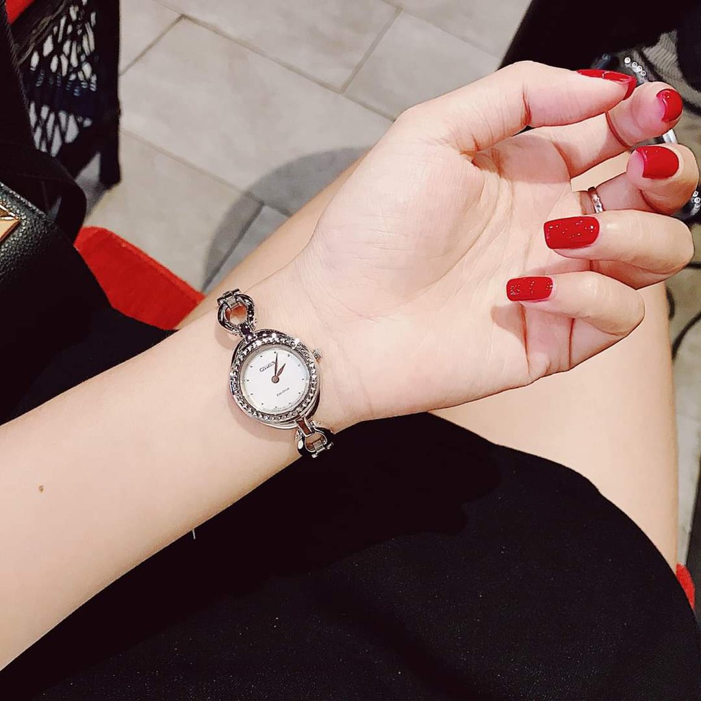 Đồng hồ Nữ Citizen Eco Drive EX1440-61D Mặt trắng-Năng lượng ánh sáng-Dây kim loại cao cấp-Size 24mm