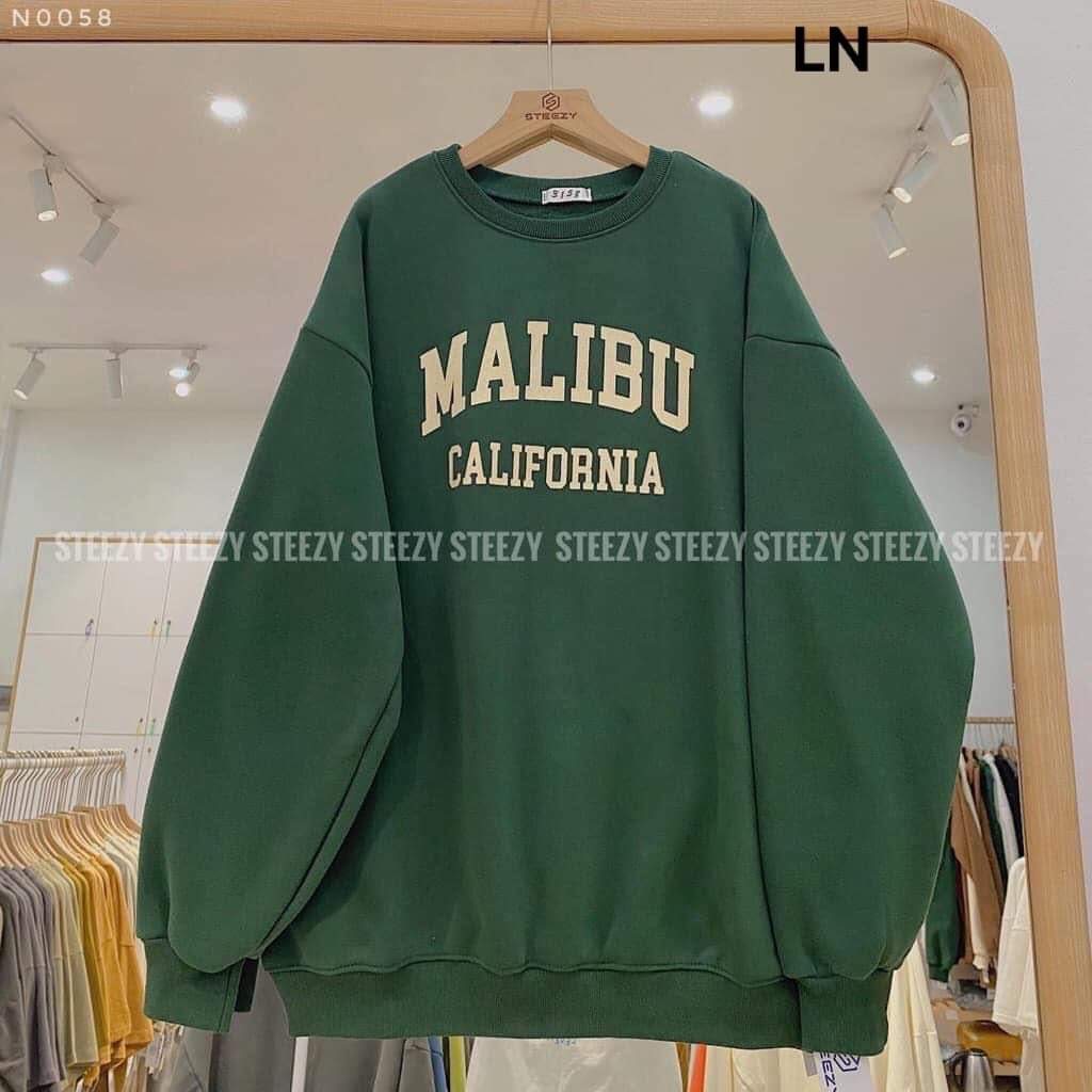 Áo sweater  malibu  chất nỉ dày dặn mềm mịn form rộng phong cách Unisex