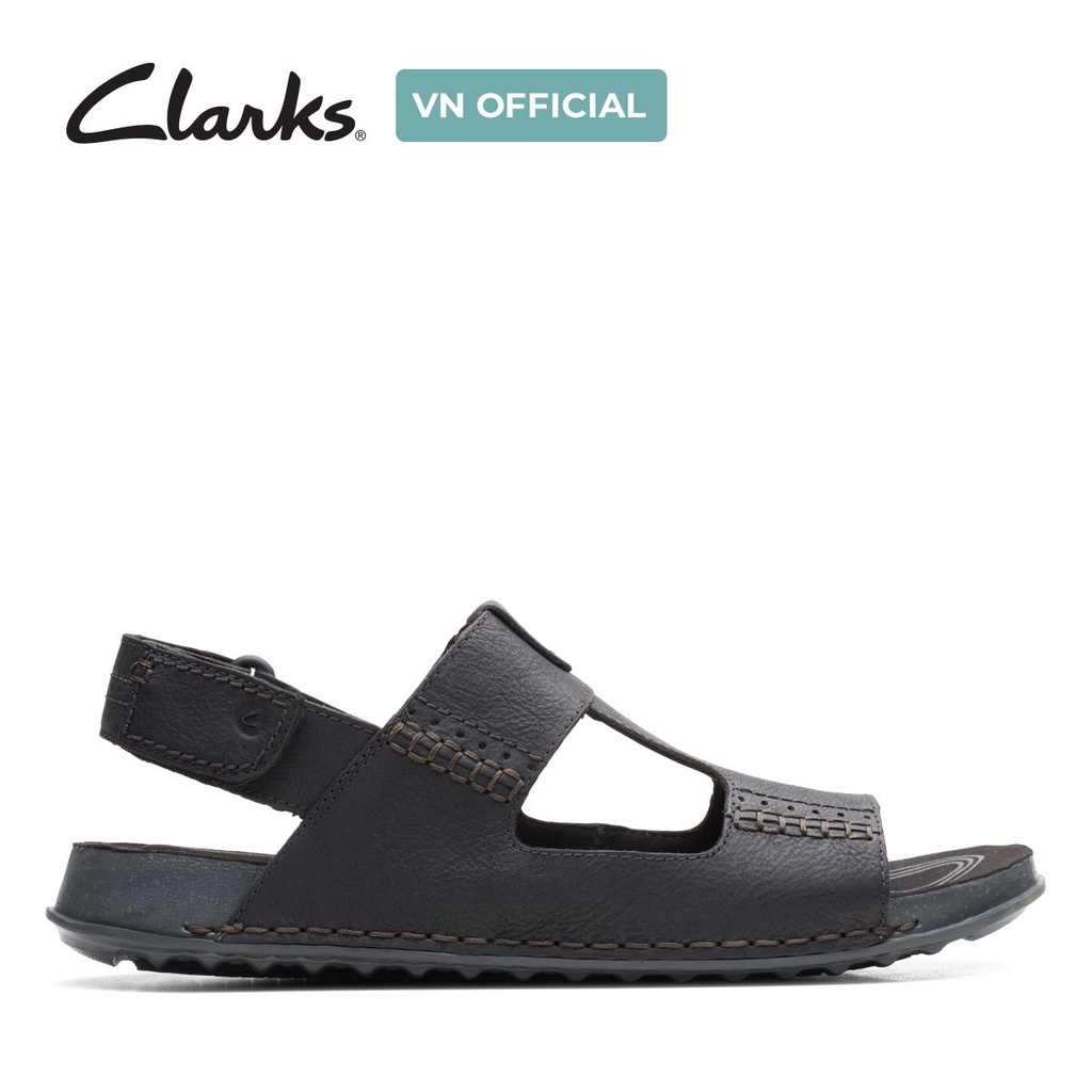 Giày Sandal Da Nam CLARKS Crestview Bay màu đen