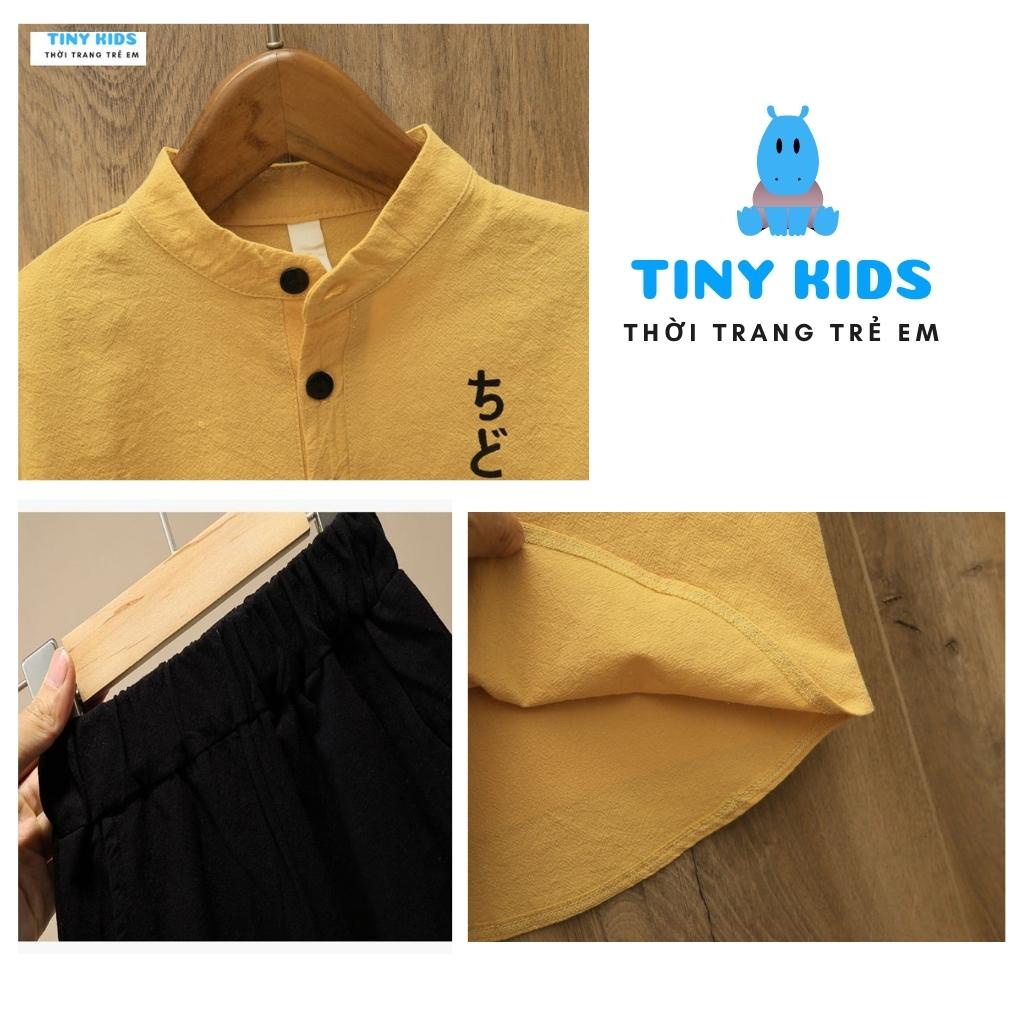 Đồ bé trai TINY KIDS, Quần áo bé trai chất đũi xước, quần áo trẻ em từ 6-27kg