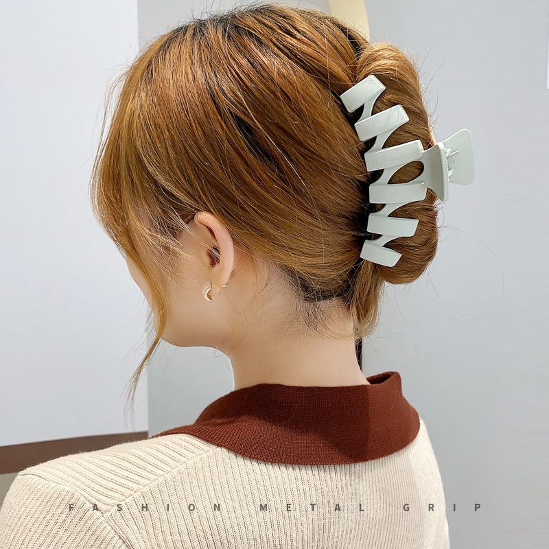 Kẹp Tóc Nhựa Màu Kem Phong Cách Hàn Quốc Thời Trang Cho Nữ