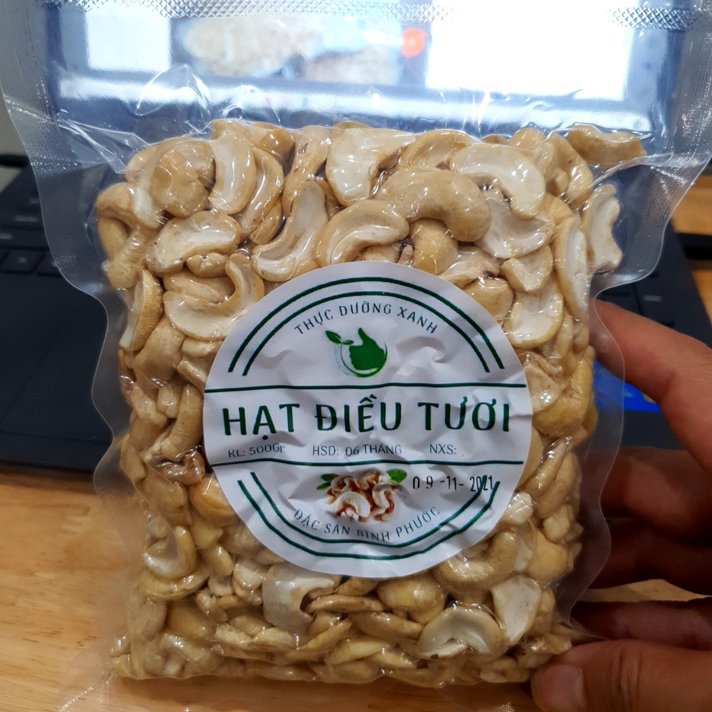 Hạt điều tươi (sống) làm sữa hạt loại vỡ (bể) hút chân không túi 500Gr - Thực Dưỡng Xanh