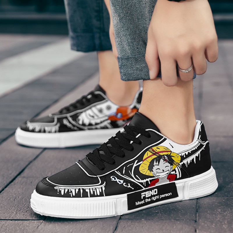 Giày Thể Thao Nam Thoáng Khí In Hình Anime ONE PIECE D.Luffy Young