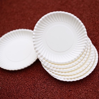 Combo 5 xấp dĩa giấy đựng thực phẩm màu trắng 16cm