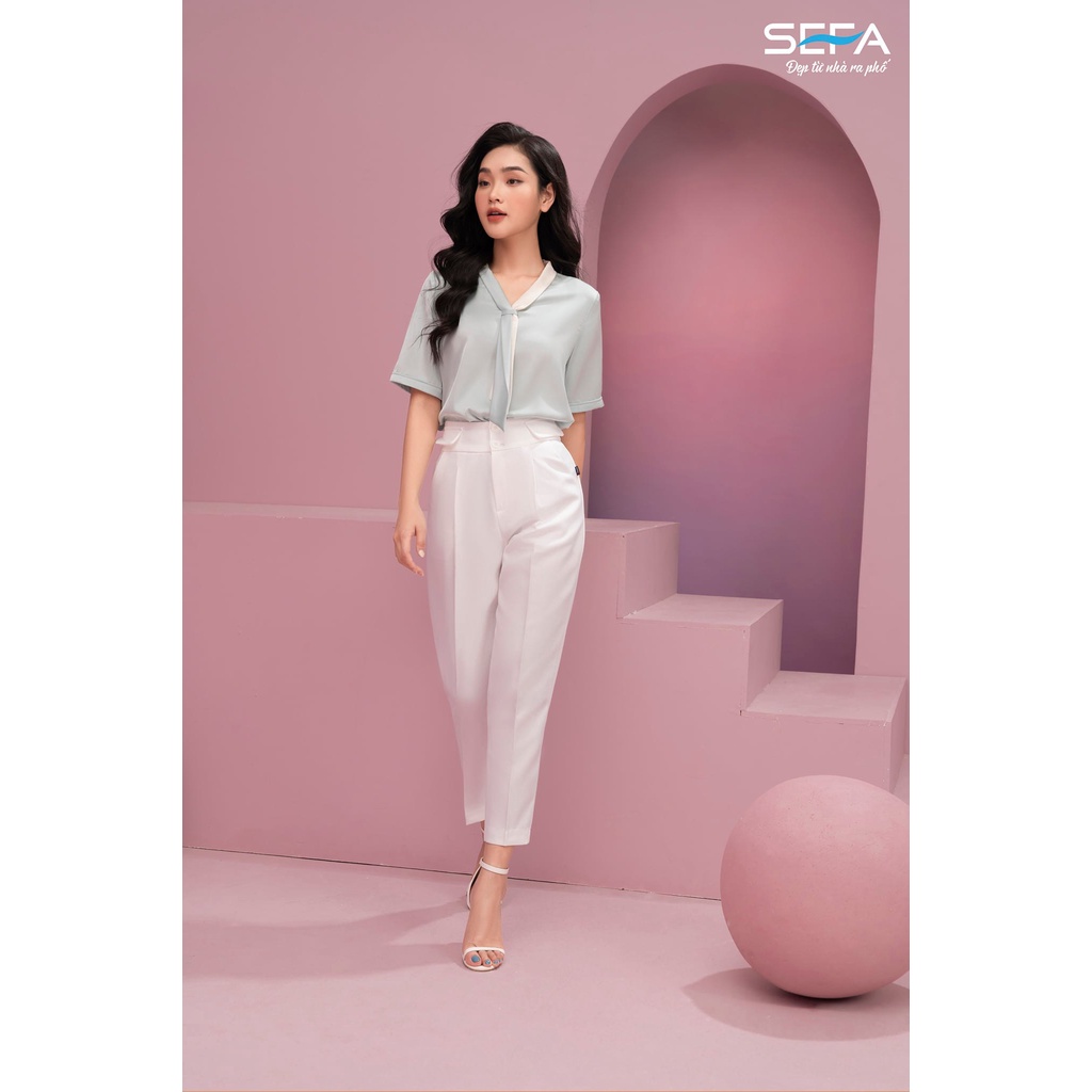 Quần baggy công sở nữ SEFA chất liệu vải trượt Hàn cao cấp phối túi giả SFQ212004