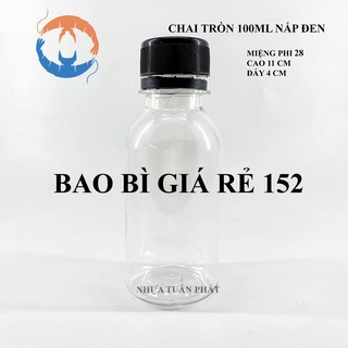 Chai nhựa pet tròn nắp đen 100ml