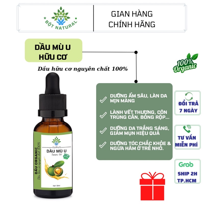 Dầu mù u nguyên chất 100%  - Tamanu Oil Organic 10ml-50ml | Bột Natural