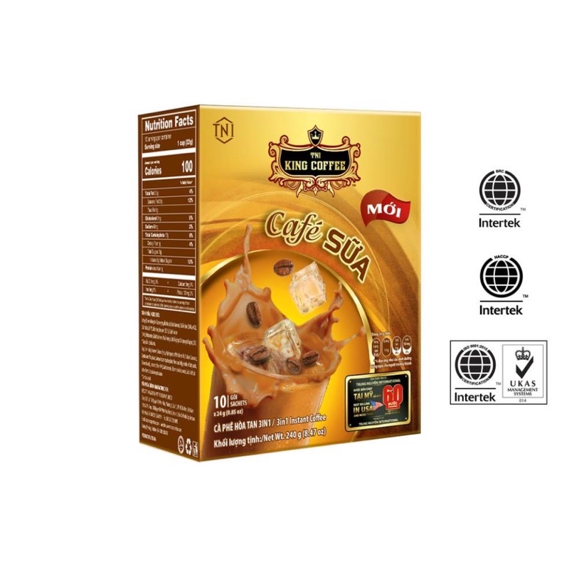 Cà phê sữa hoà tan KING COFFEE hộp 10 gói