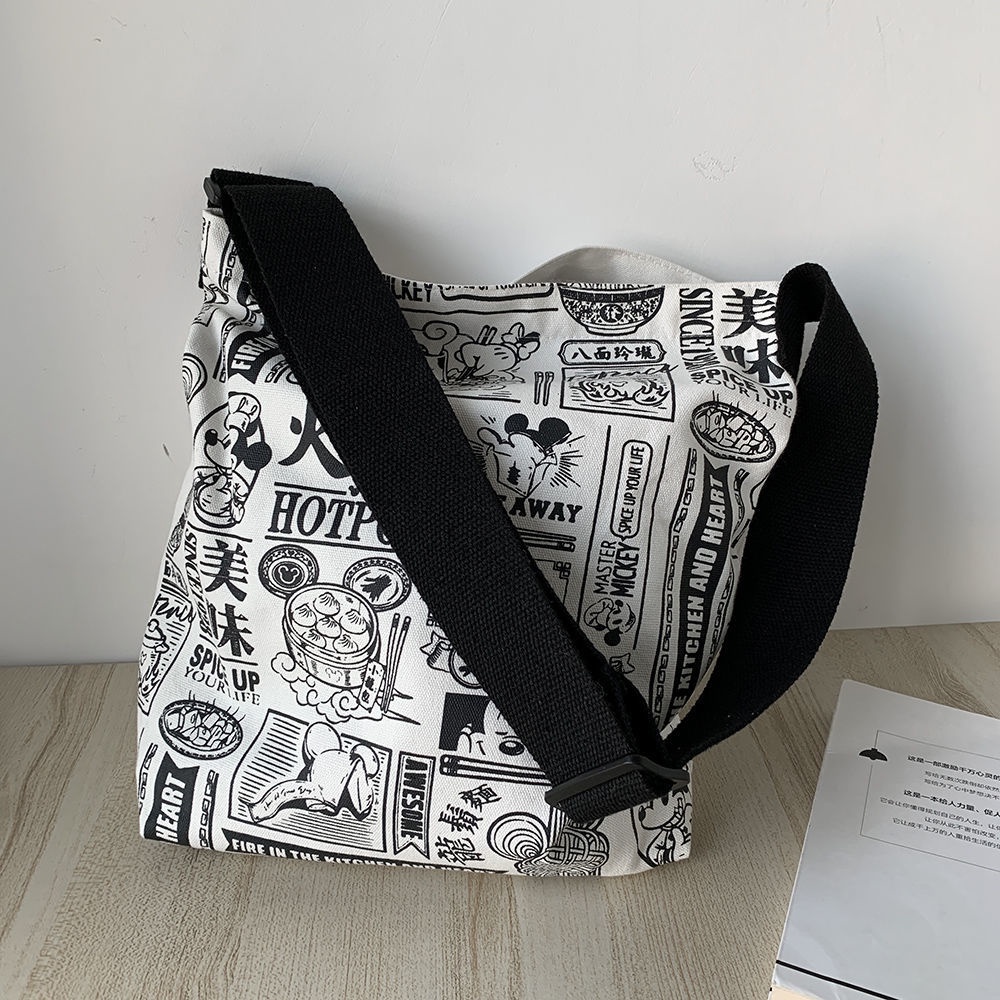 Túi Đeo Chéo Vải Canvas Thiết Kế Đơn Giản Dễ Phối Đồ Cho Nữ