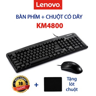 Bộ Chuột Và Bàn Phím Có Dây Lenovo Chính Hãng KM4800 - Tặng kèm Lót Chuột [BH 12 tháng]