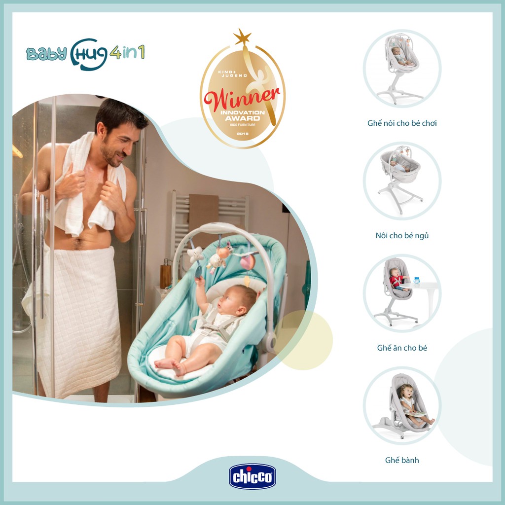 Ghế nôi di động Chicco Baby Hug 4 in 1 Air stone