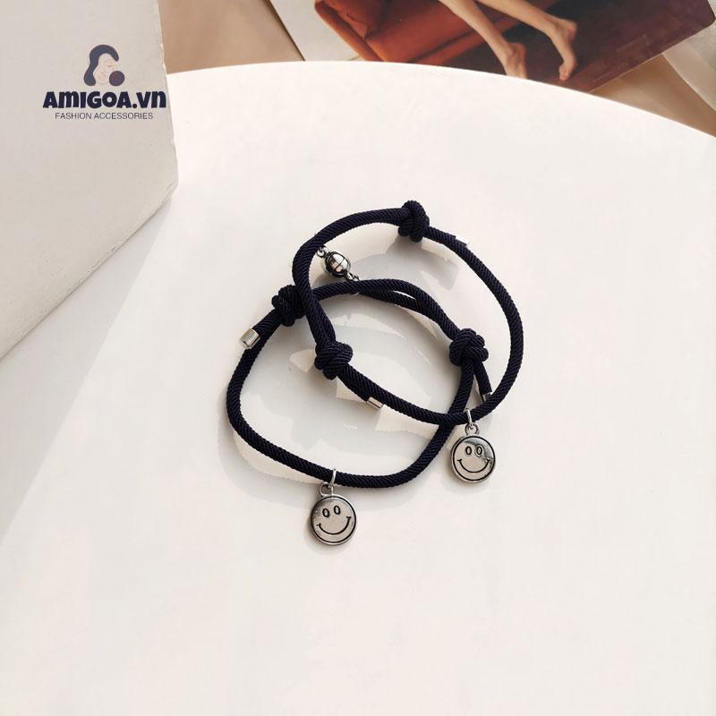Vòng Tay Dây Bện Mặt Hình Mặt Cười Dễ Thương Cho Cặp Đôi