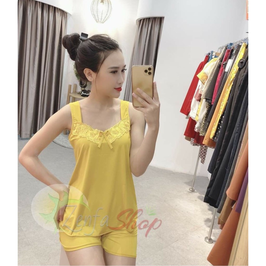 ĐỒ BỘ NGỦ THUN LẠNH  ĐÙI PHỐI REN SEXY FREE SIZE 45-60KG TÙY CHIỀU CAO | BigBuy360 - bigbuy360.vn