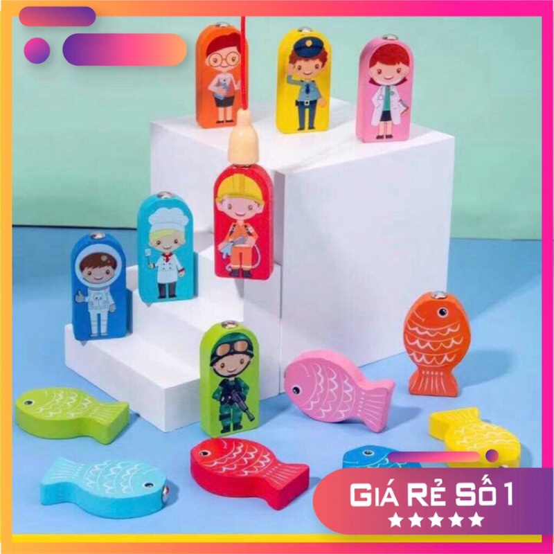 bảng gỗ câu cá, học đếm số và nhận biết hình ảnh, bộ bảng gỗ thông minh cho bé