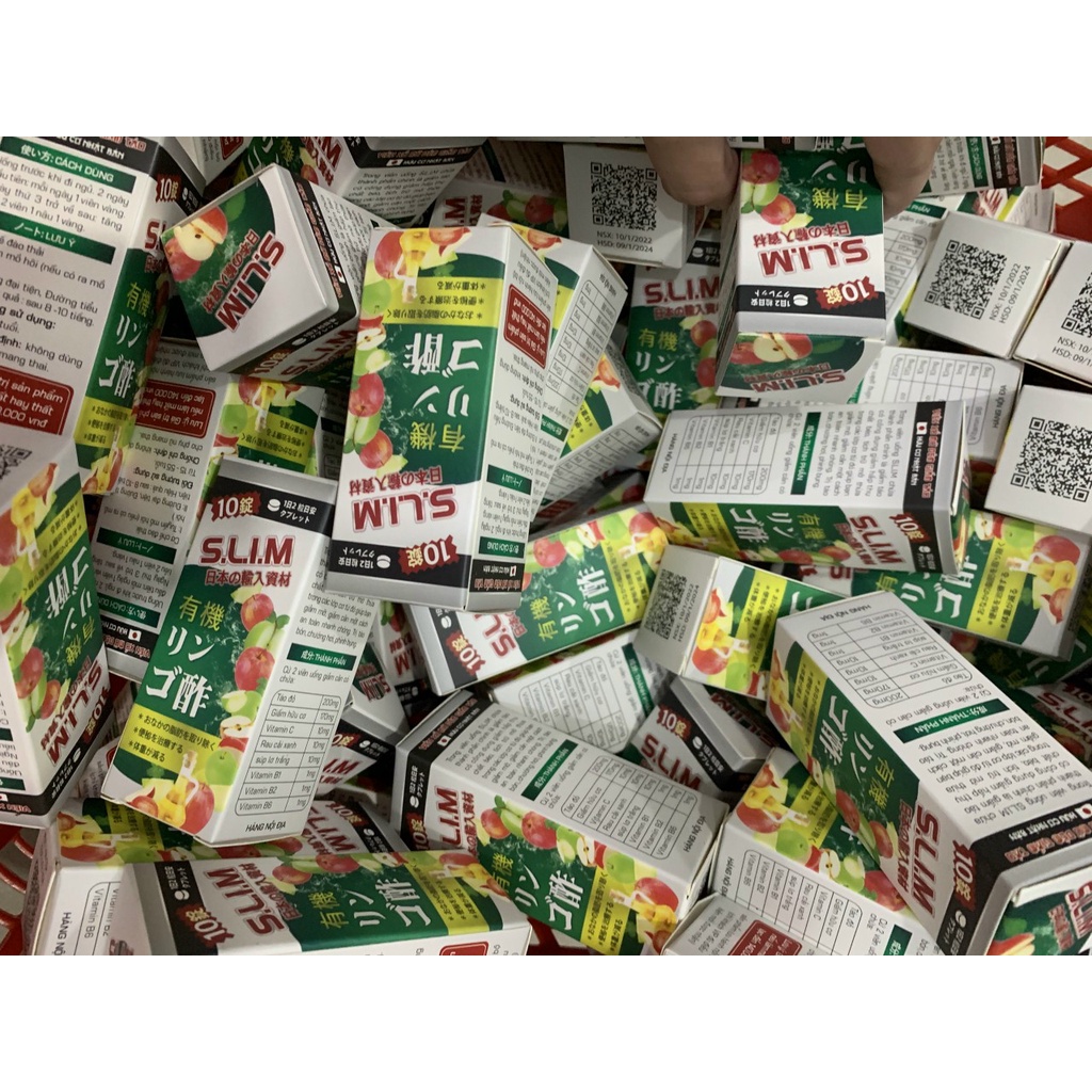 Viên xổ mỡ đêm giấm táo hữu cơ Nhật Bản Slim - Hộp 10 viên dùng 1 tuần